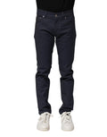 Jeans skinny en denim coton bleu foncé de Dolce & Gabbana, coupe ajustée, détails classiques et couture élégante.