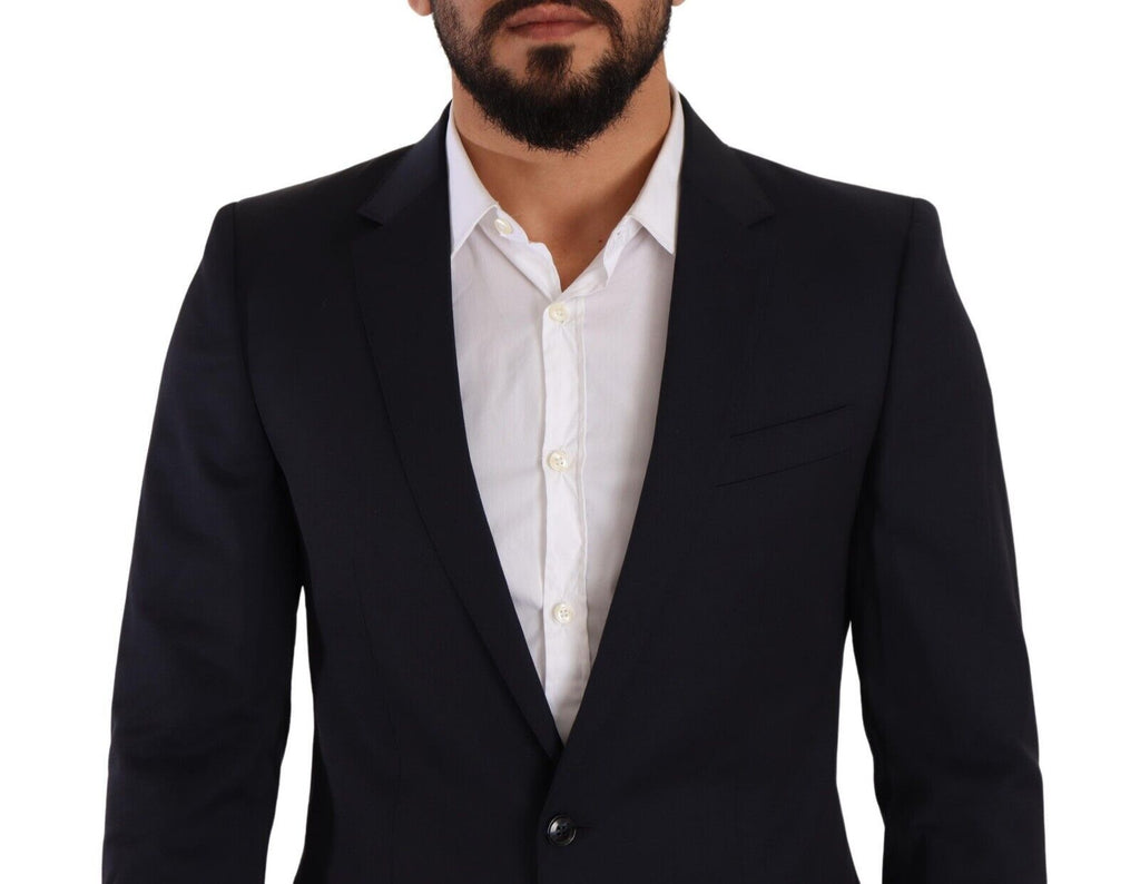Manteau bleu marine Dolce & Gabbana, blazer Martini à simple boutonnage, élégance classique pour homme.