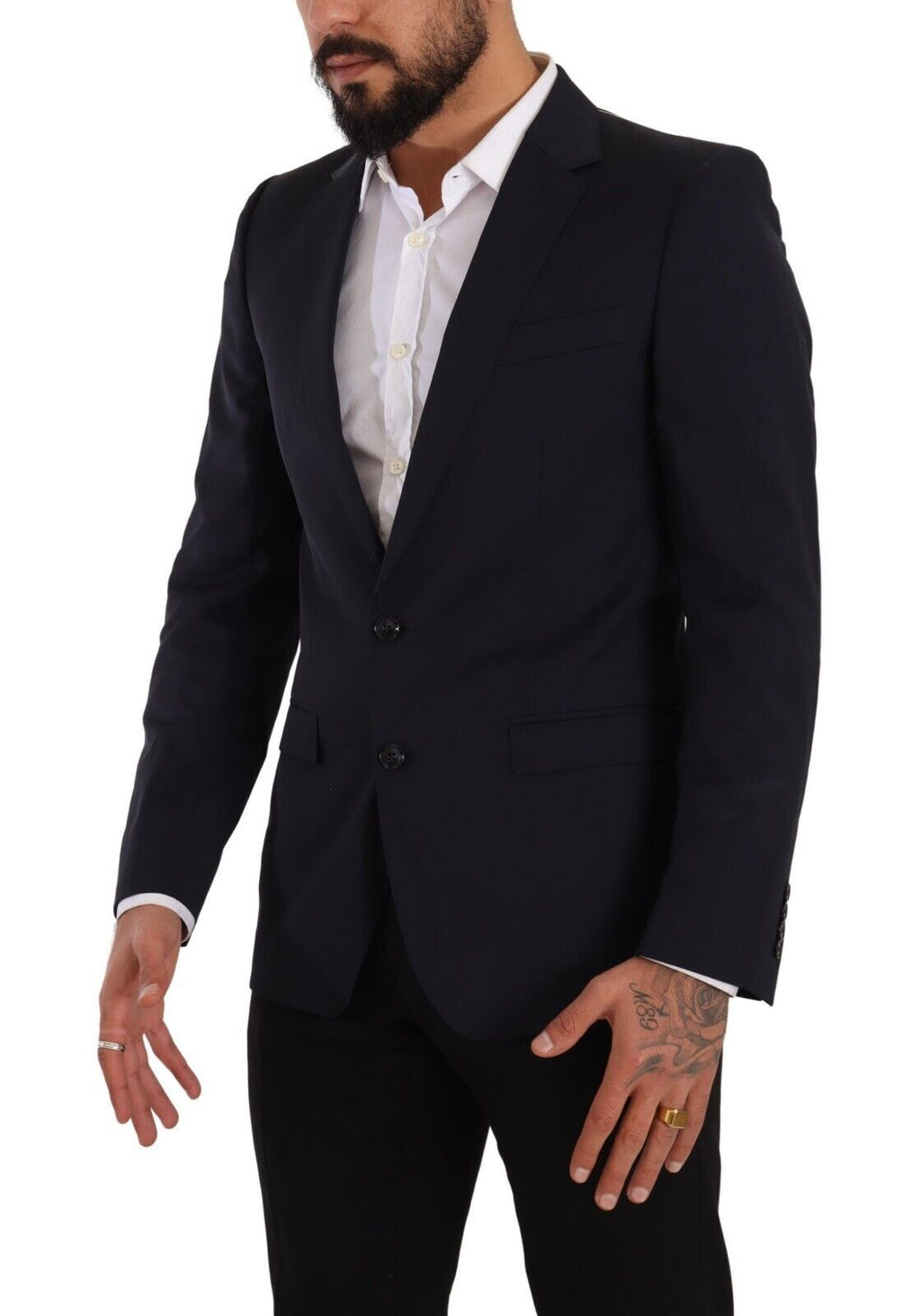 Manteau bleu marine Dolce & Gabbana MARTINI blazer à un bouton, coupe droite, en tissu élégant pour homme.