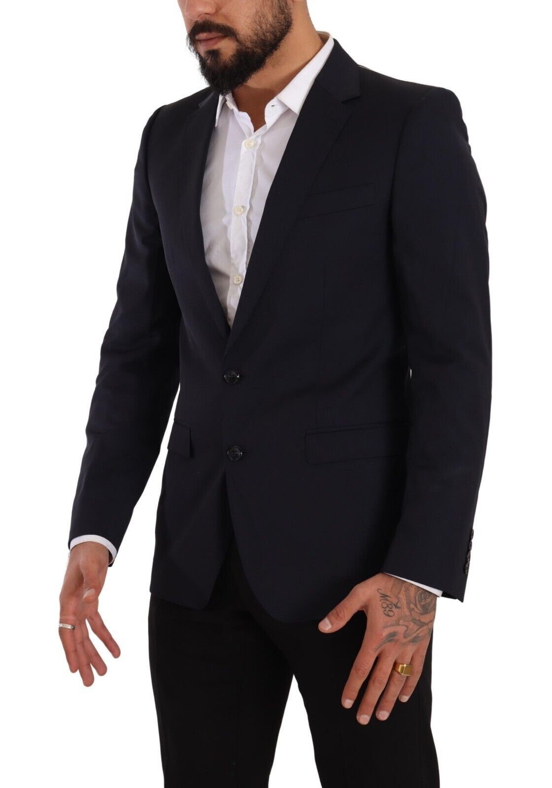 Manteau bleu marine Dolce & Gabbana MARTINI blazer à un bouton, coupe droite, en tissu élégant pour homme.