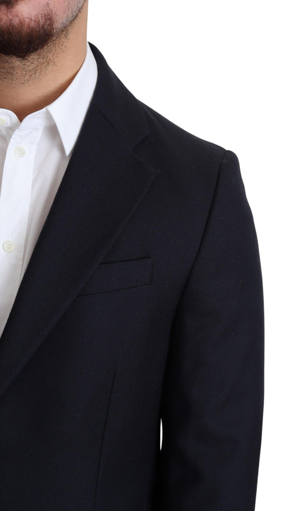 Manteau en laine bleu foncé Dolce & Gabbana à boutonnière simple, coupe élégante et classique pour femme.
