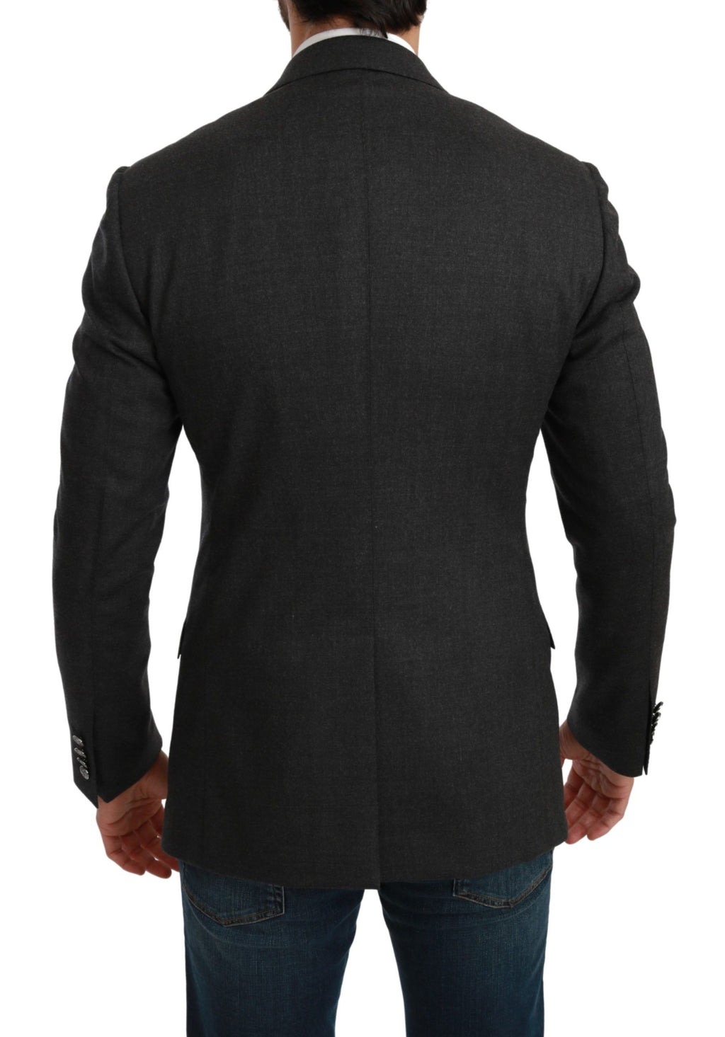 Veste blazer en laine gris Napoli de Dolce & Gabbana, coupe slim fit, élégante et sophistiquée.