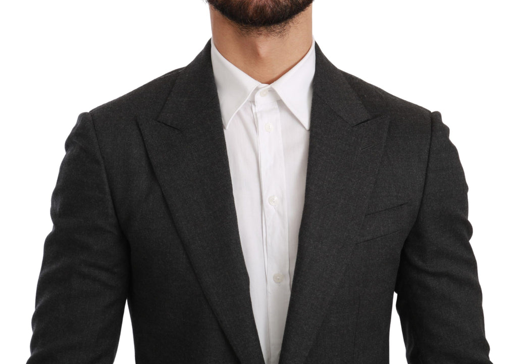 Veste blazer Dolce & Gabbana Napoli gris en laine, coupe slim fit, élégante et moderne, vue de face sur fond blanc
