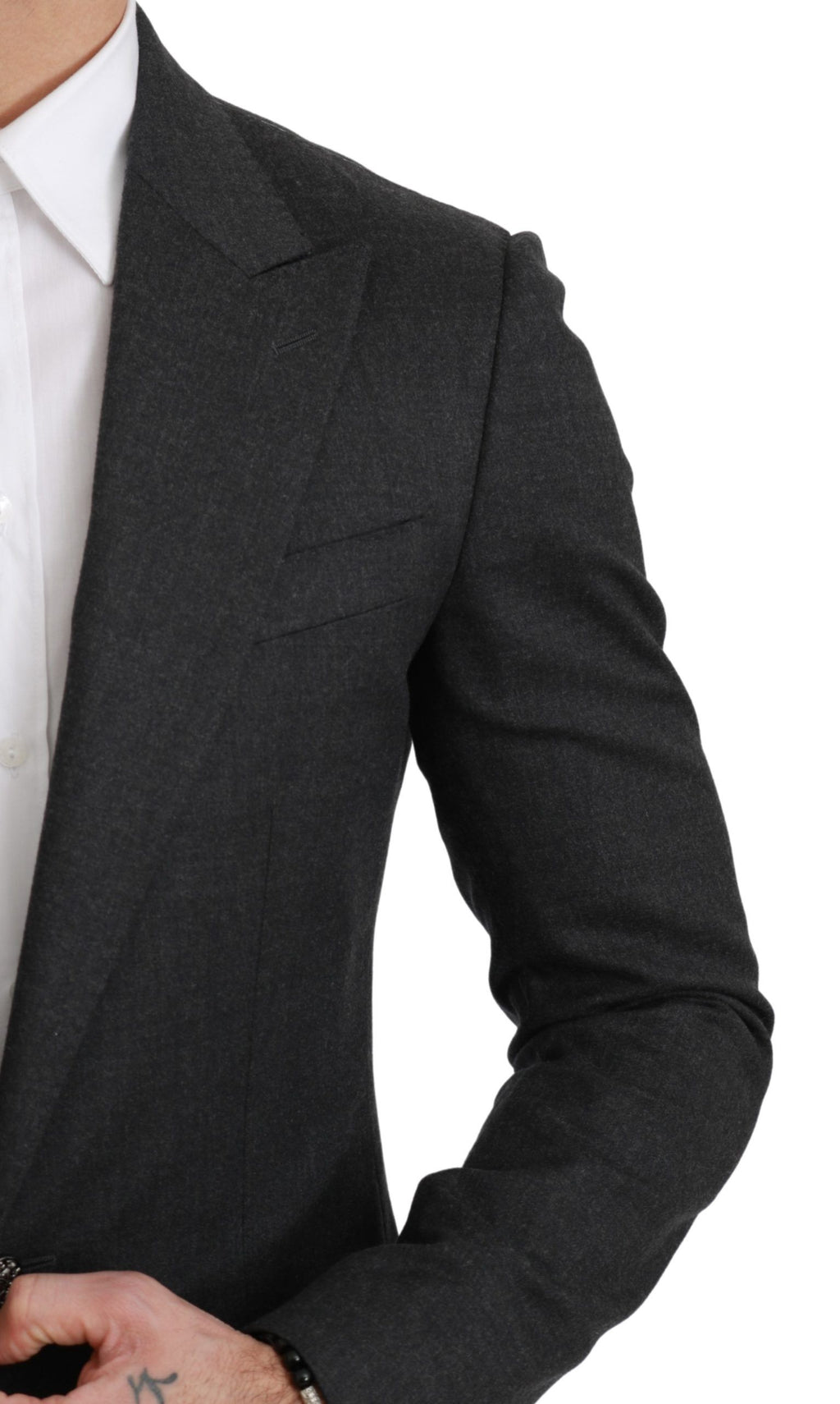 Veste blazer en laine gris Napoli de Dolce & Gabbana, coupe slim fit, tissu élégant et finition soignée.