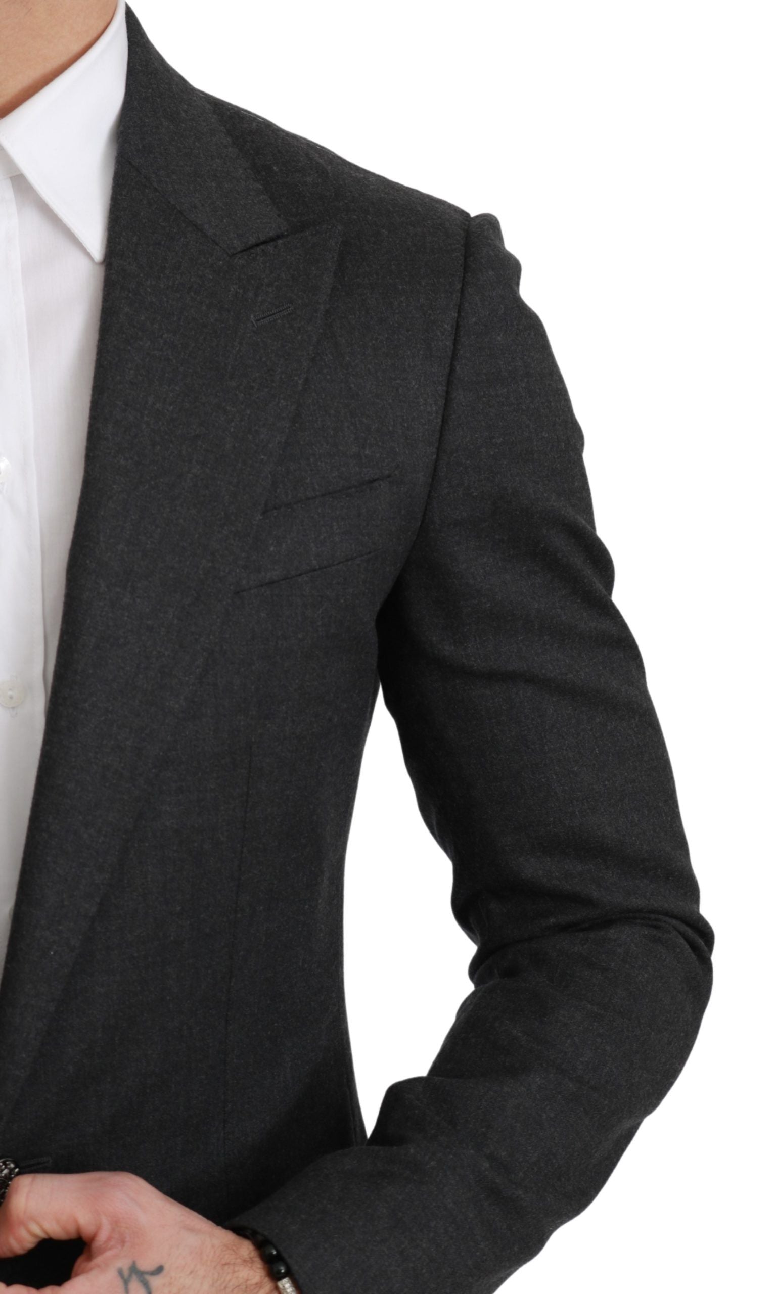 Veste blazer en laine gris Napoli de Dolce & Gabbana, coupe slim fit, tissu élégant et finition soignée.