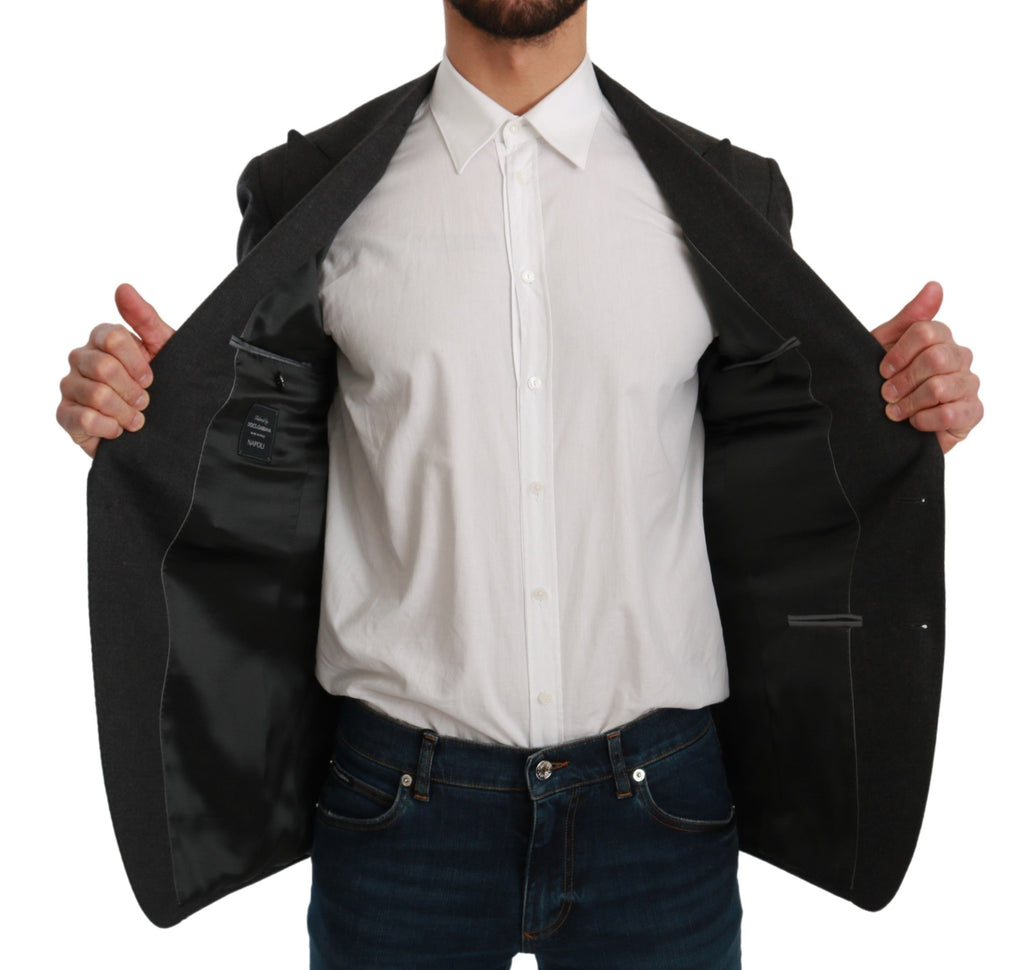 Veste blazer en laine gris Napoli de Dolce & Gabbana, coupe slim, style élégant et moderne.