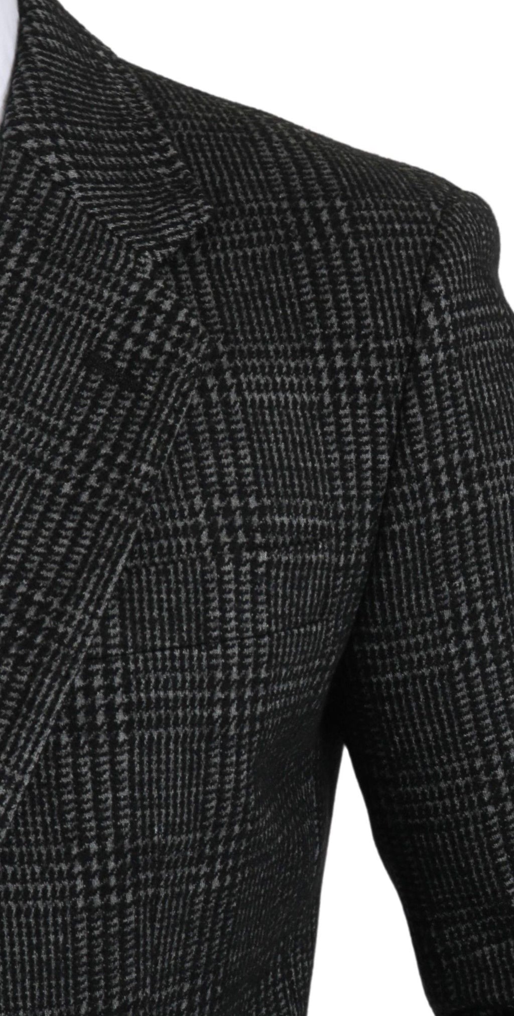 Veste blazer Dolce & Gabbana gris à carreaux, coupe slim fit, tissu à motif tartan, vêtement élégant pour homme.