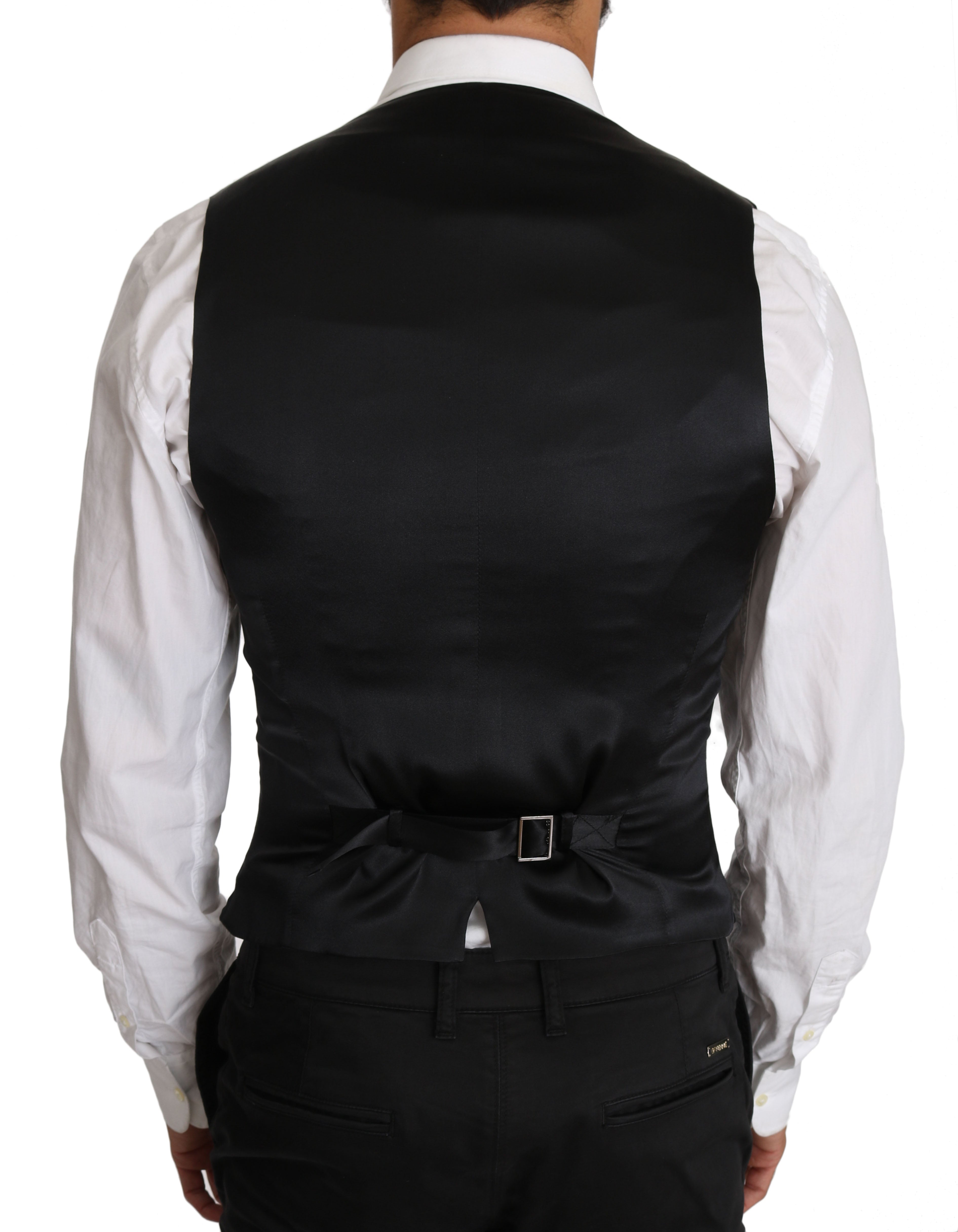 Gilet en laine gris à double boutonnage de Dolce & Gabbana, veste élégante pour homme.