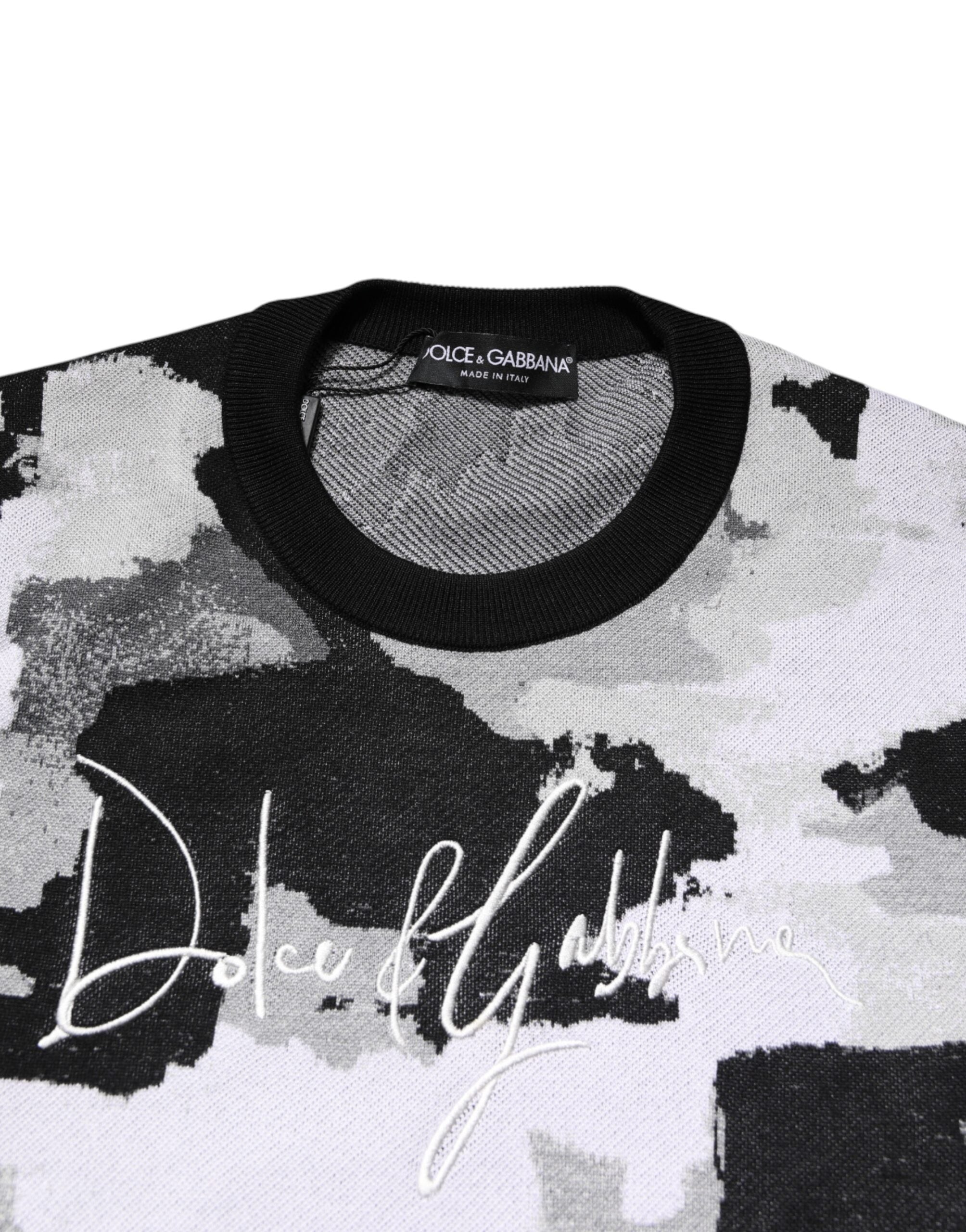 Pull en laine à logo multicolore Dolce & Gabbana, col rond, style élégant et contemporain.