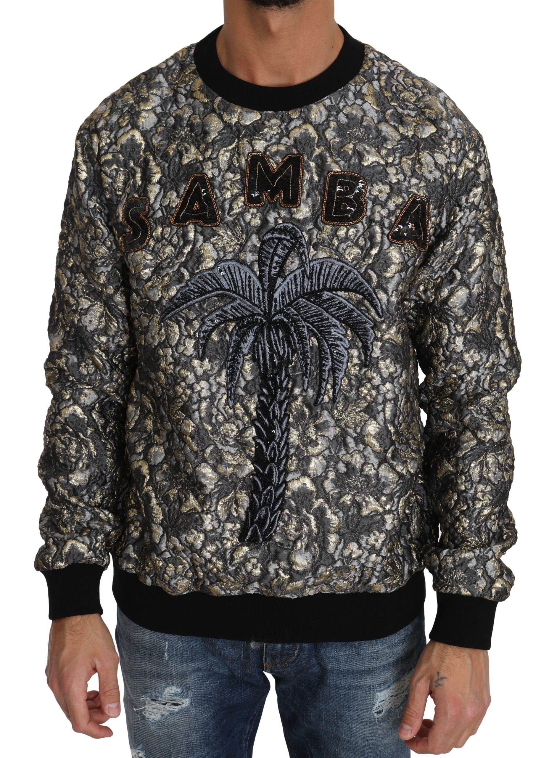Pull Dolce & Gabbana multicolore SAMBA Jacquard Palmtree, pull-over en tricot avec motifs floraux colorés.