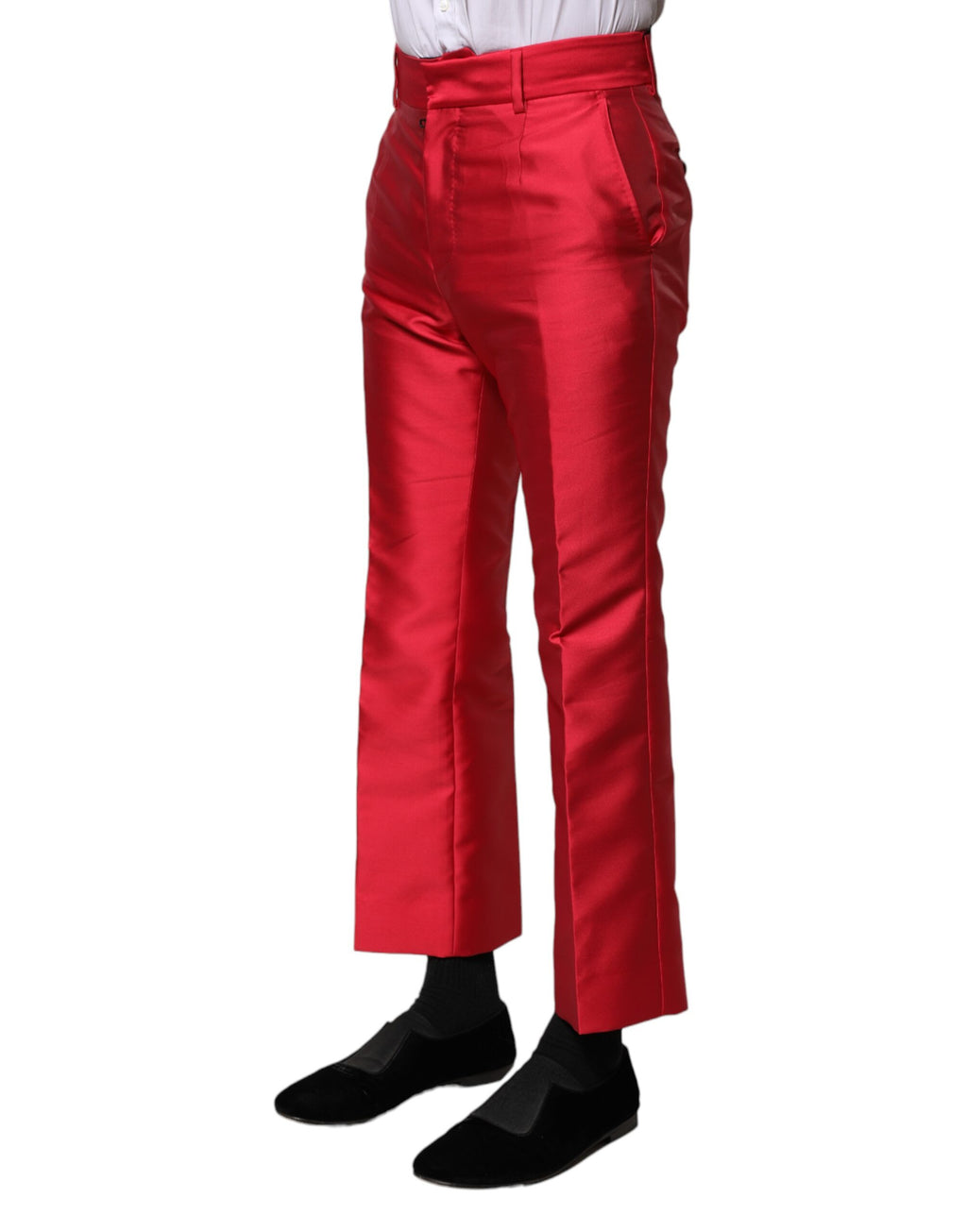Pantalon court en polyester rouge Dolce & Gabbana pour femme, coupe cropped et style élégant.