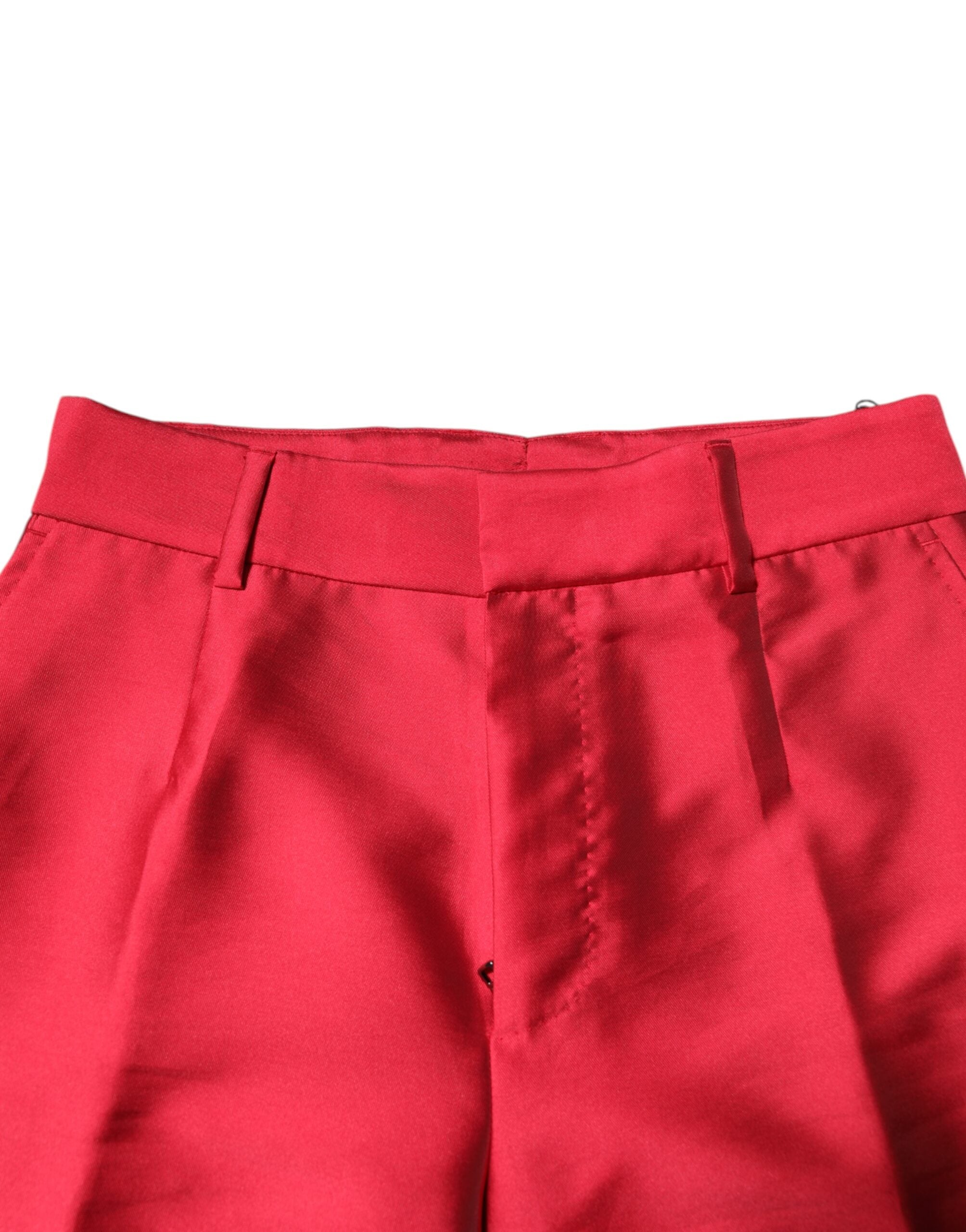 Pantalons cropped rouges en polyester de Dolce & Gabbana, élégants et modernes pour un style sophistiqué.