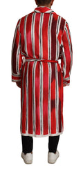 Nuit en soie Dolce & Gabbana pour homme, robe de nuit rouge et blanche à rayures, élégante et confortable.