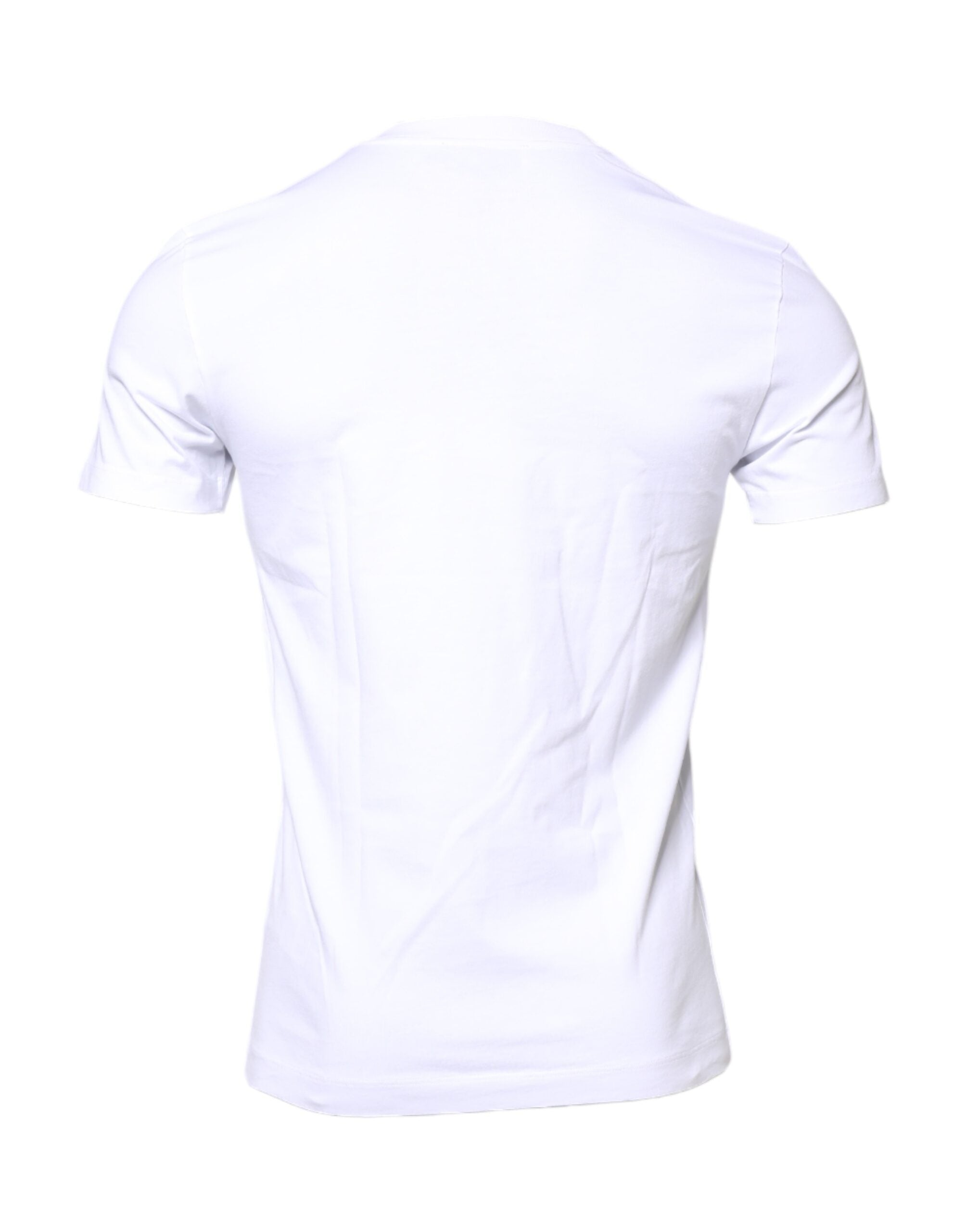 T-shirt blanc en coton Dolce & Gabbana avec logo brodé, col rond, style décontracté et moderne.