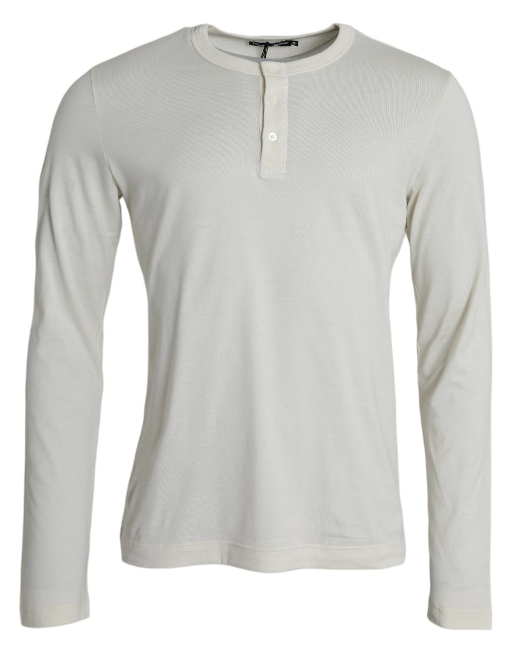 T-shirt blanc en coton à manches longues de Dolce & Gabbana, style élégant et classique, porté sur un mannequin.