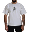 T-shirt blanc en coton Dolce & Gabbana avec logo imprimé, col rond et coupe classique.