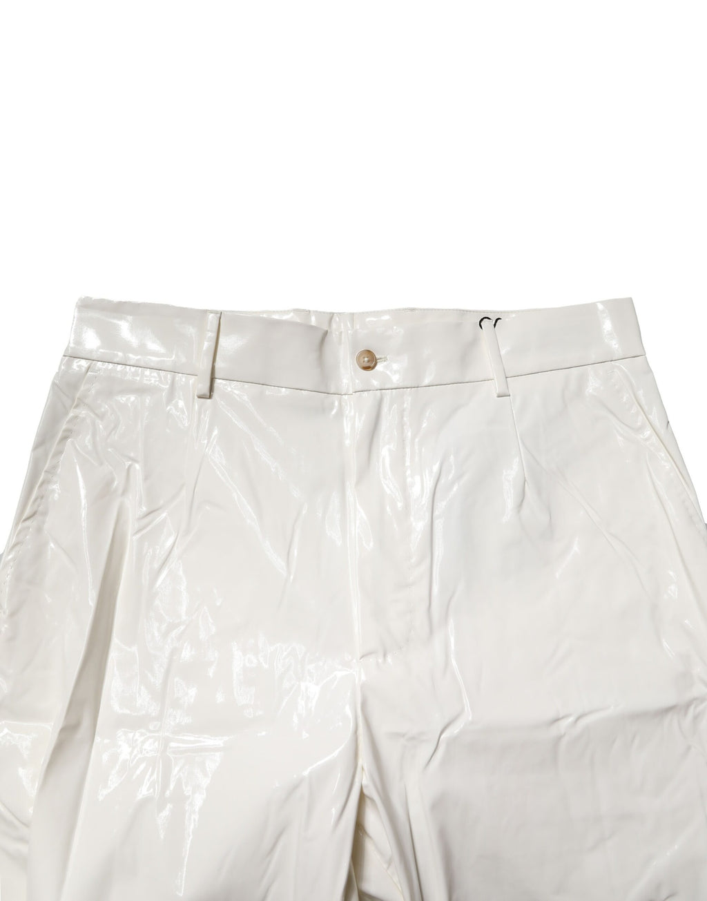 Pantalon homme Dolce & Gabbana en nylon blanc, coupe tapered, style élégant et moderne.