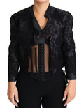 Veste en organza de soie noire avec corset en dentelle transparente Dolce & Gabbana, élégante et sophistiquée.