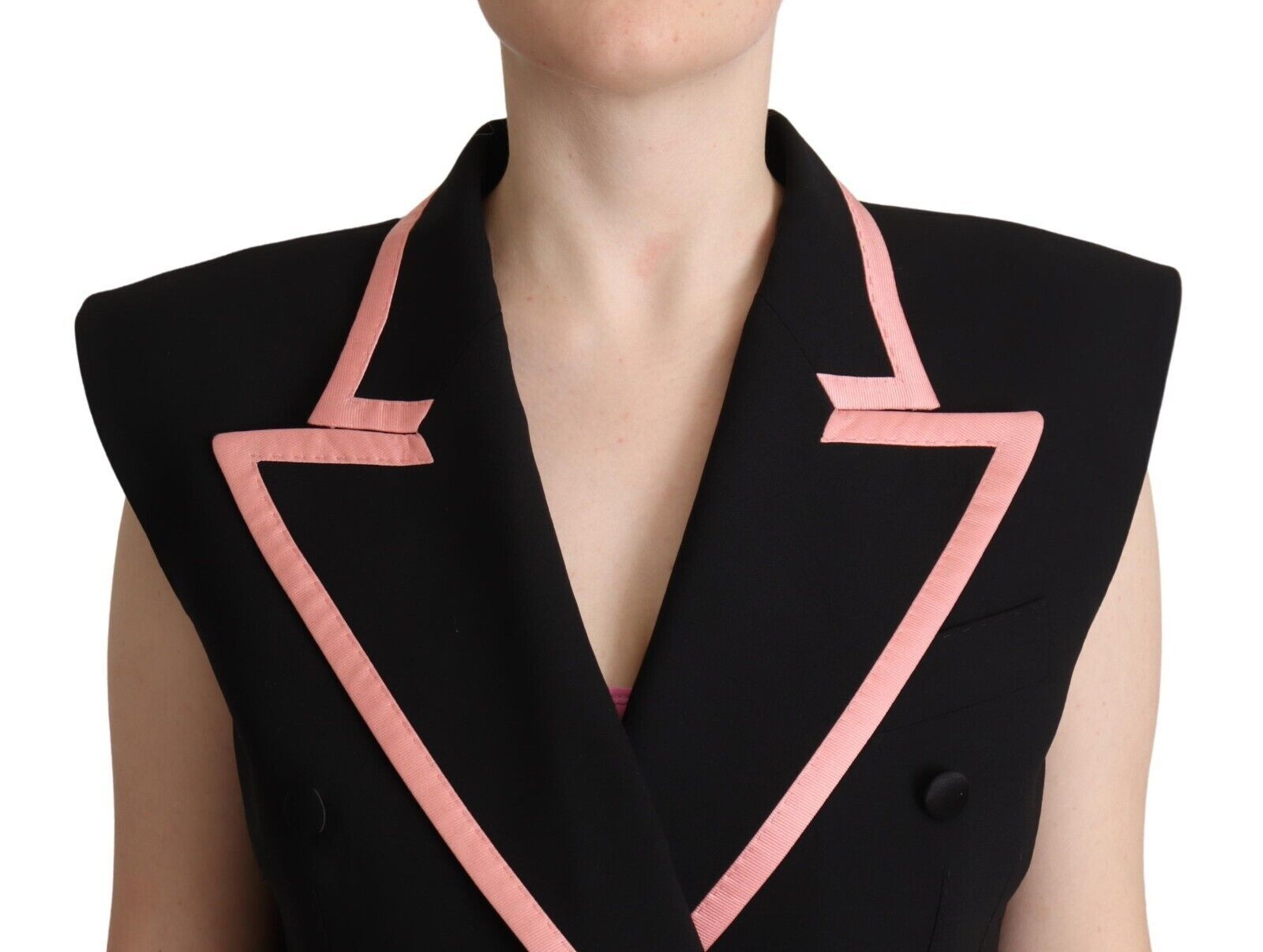 Combinaison sans manches Dolce & Gabbana en laine mélangée noire, élégante et moderne, vue de face.