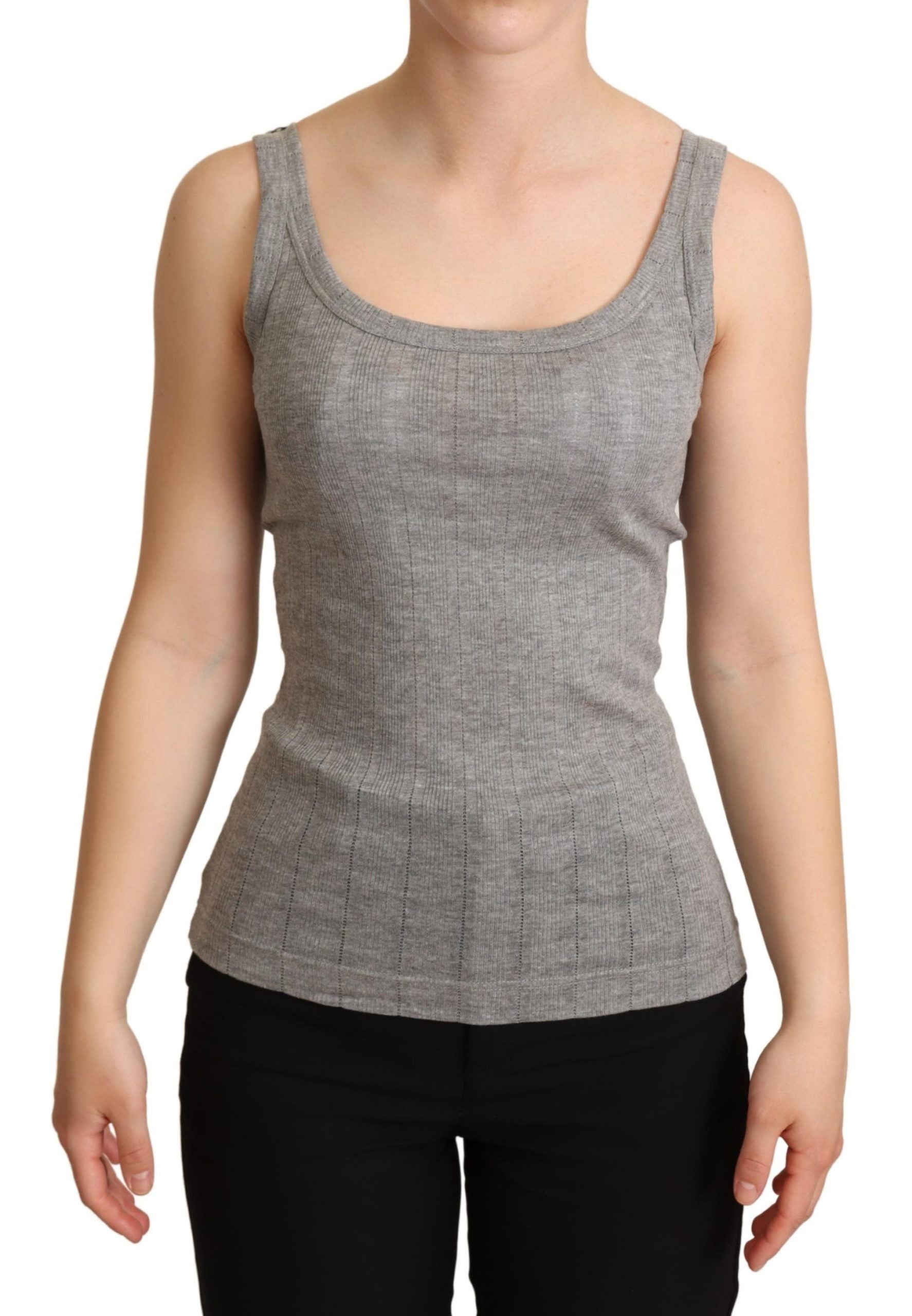 T-shirt sans manches Dolce & Gabbana en coton modal gris, style décontracté, visible sur le produit.