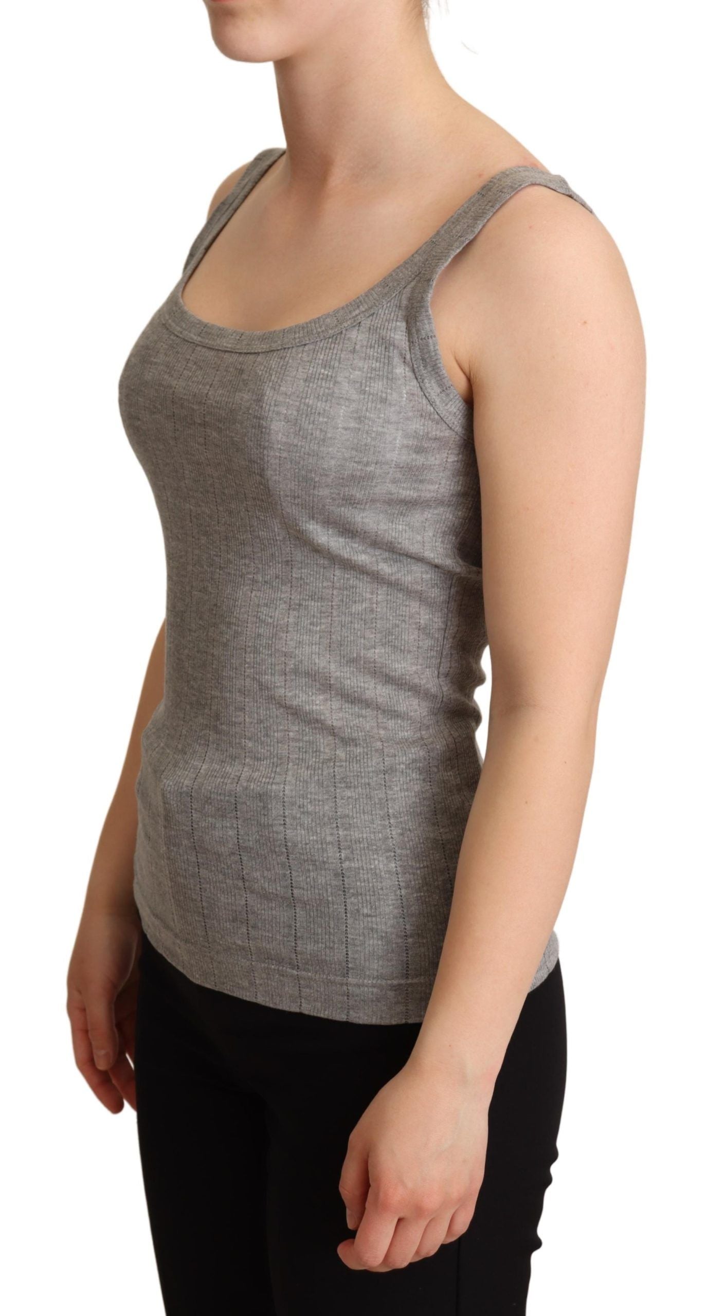 Débardeur Dolce & Gabbana gris en coton modal, haut léger et confortable pour femme, vue de face sur fond blanc.