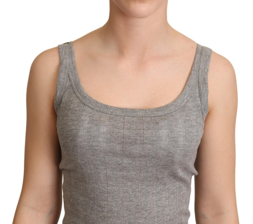 Canotta Dolce & Gabbana gris en coton modal, débardeur élégant pour femme visible sur l’image.