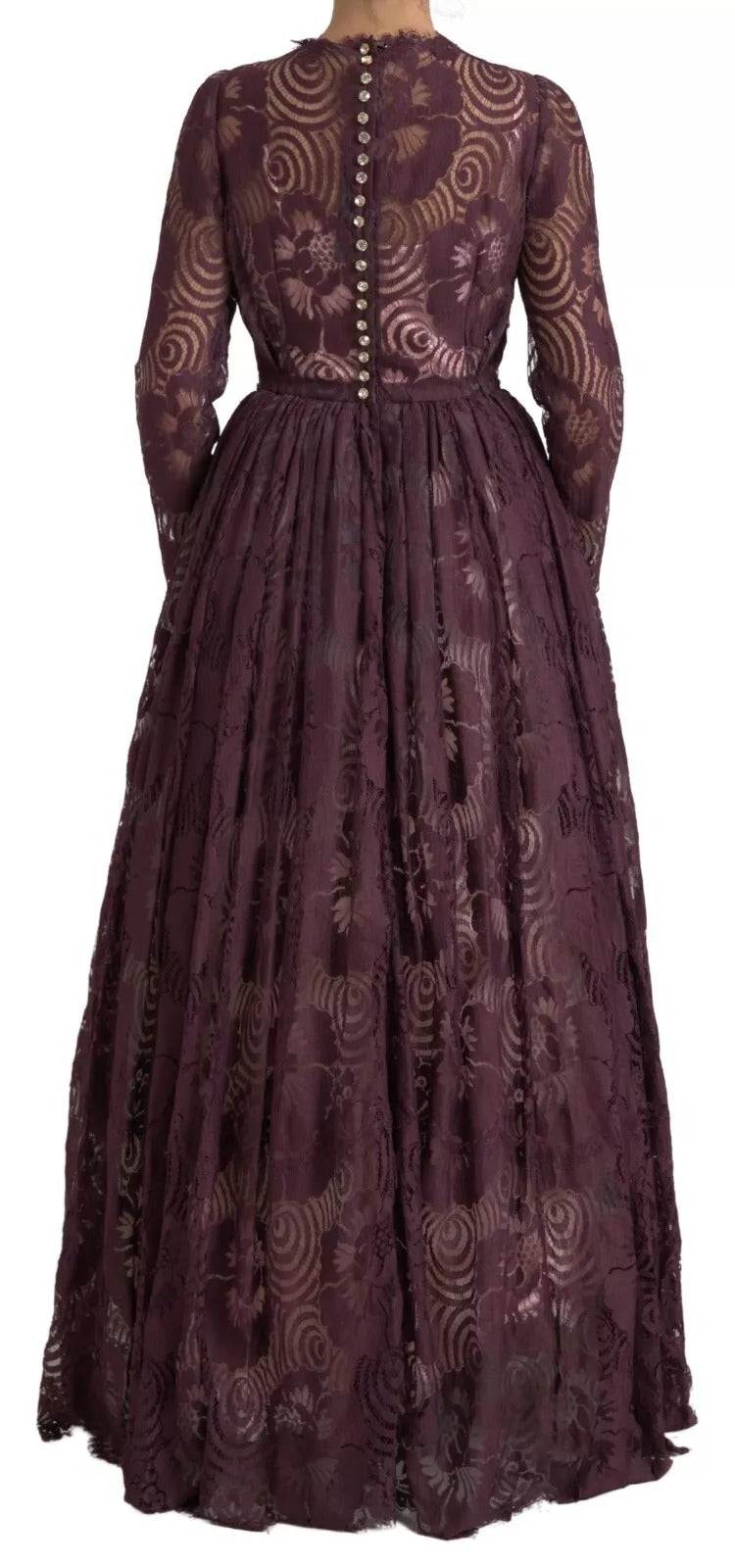 Robe longue violette en viscose avec cristaux de la marque Dolce & Gabbana, style en A-line et élégant design.