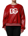 Pull Dolce & Gabbana en laine rouge avec broderie DGLogo, pull-over élégant et chaud, visible sur fond neutre.