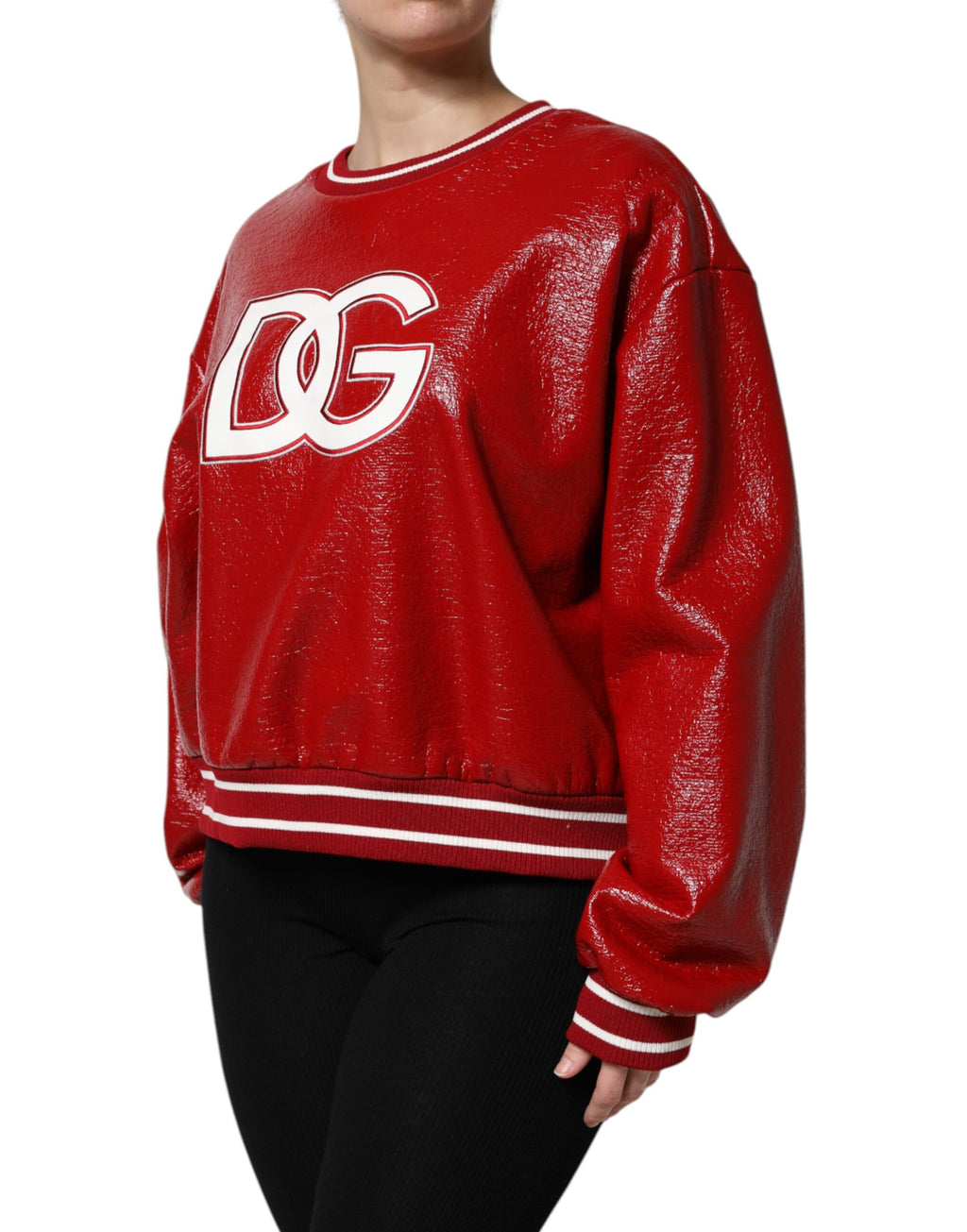 Pull en laine rouge Dolce & Gabbana avec broderie DGLogo et motif élégant, adapté pour un style chic et décontracté.