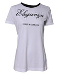 T-shirt blanc Dolce & Gabbana Eleganza en coton avec col rond, vue de face sur un mannequin.