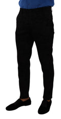 Pantalon de costume noir en brocart Dolce & Gabbana pour femmes, coupe skinny et élégant, idéal pour occasions formelles.