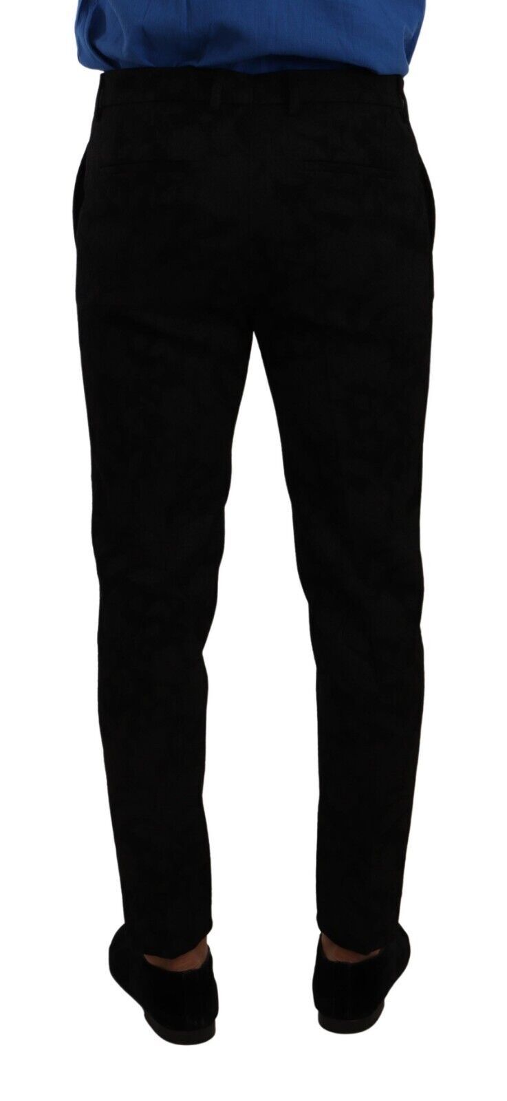 Pantalon formel noir Dolce & Gabbana en brocart ajusté, pantalon skinny pour occasions élégantes.