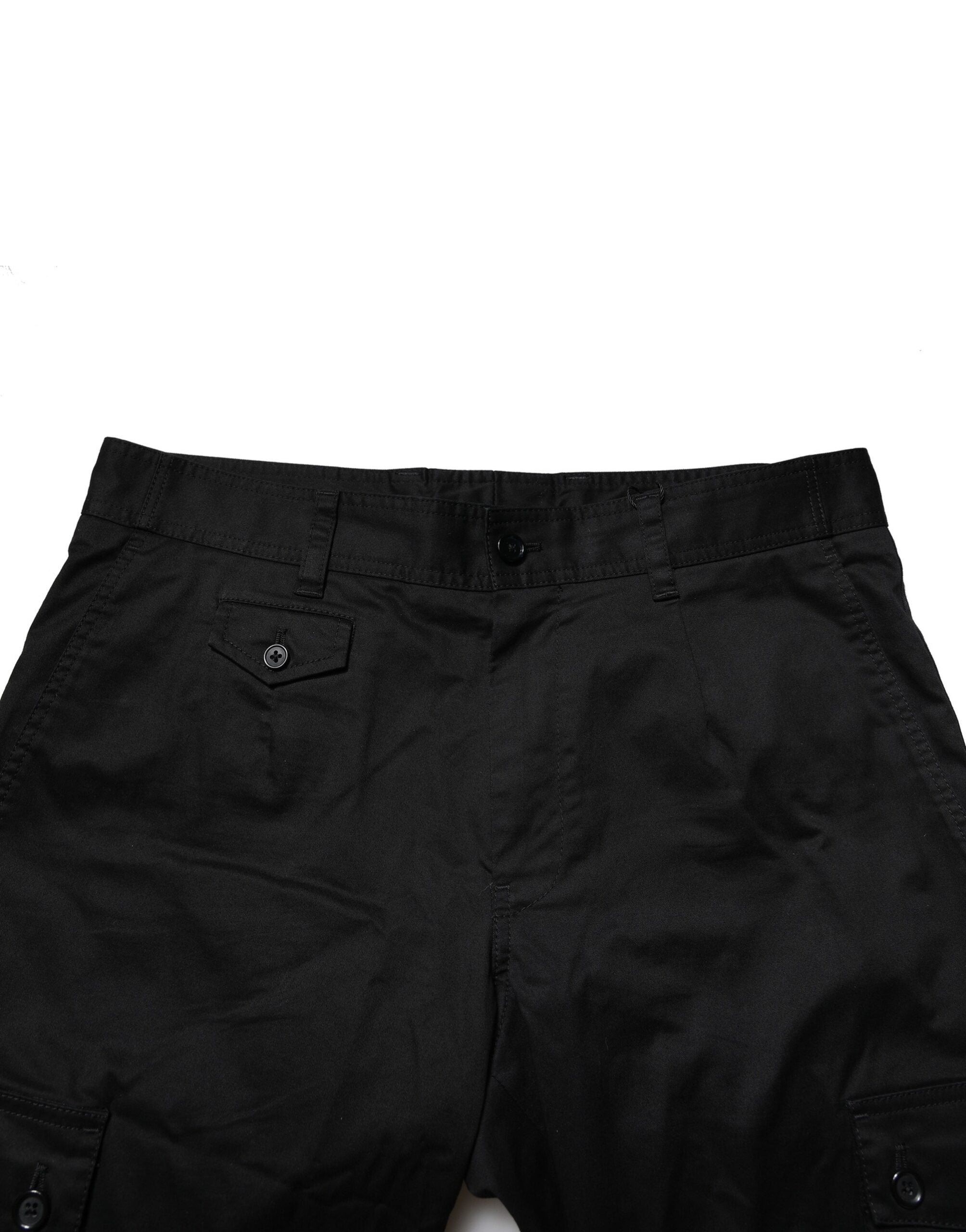 Pantalon noir en coton Dolce & Gabbana, costume slim formel pour femme, détails élégants et coupe ajustée.