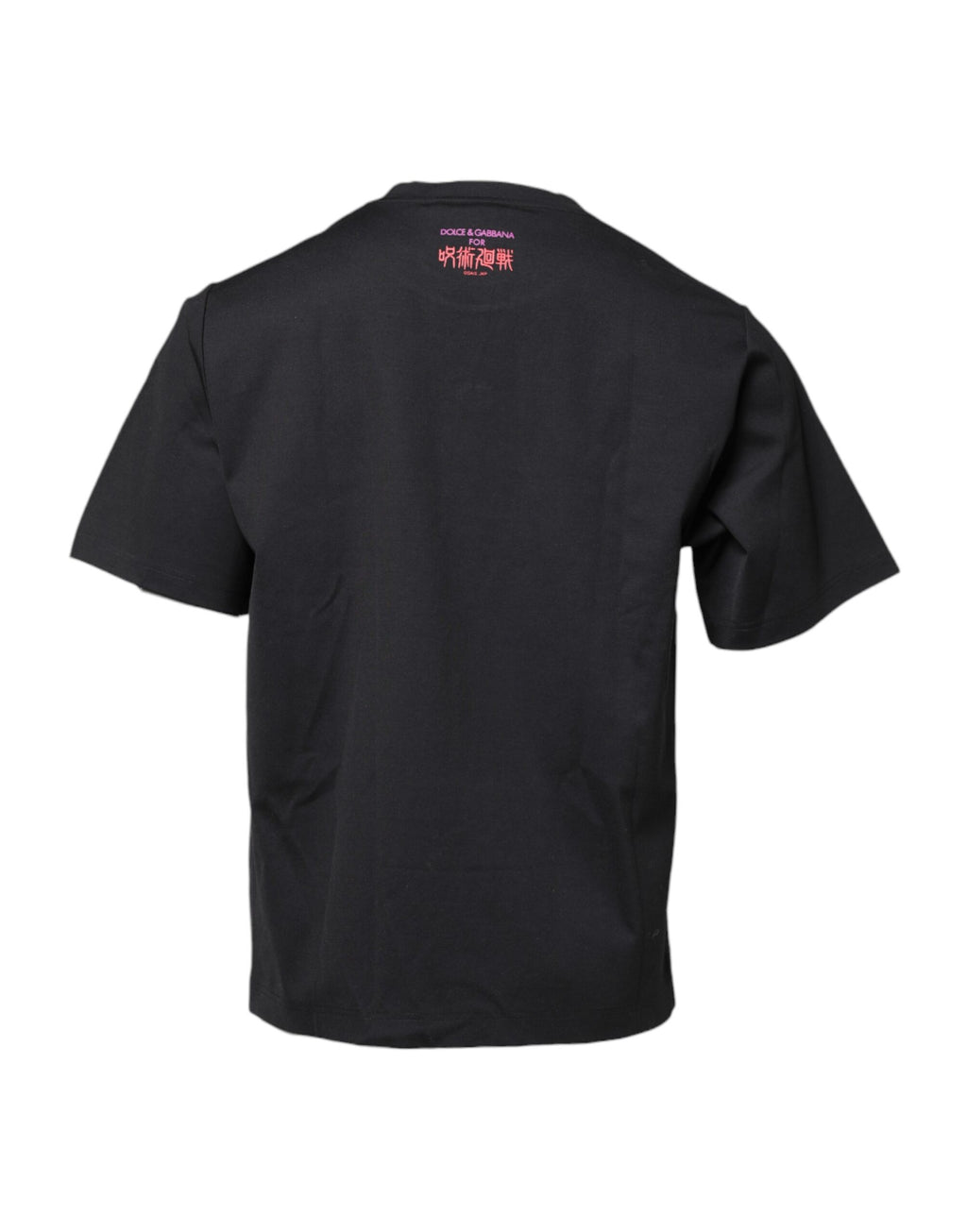 T-shirt noir en coton Dolce & Gabbana avec motif graphique à col rond, style décontracté et moderne.