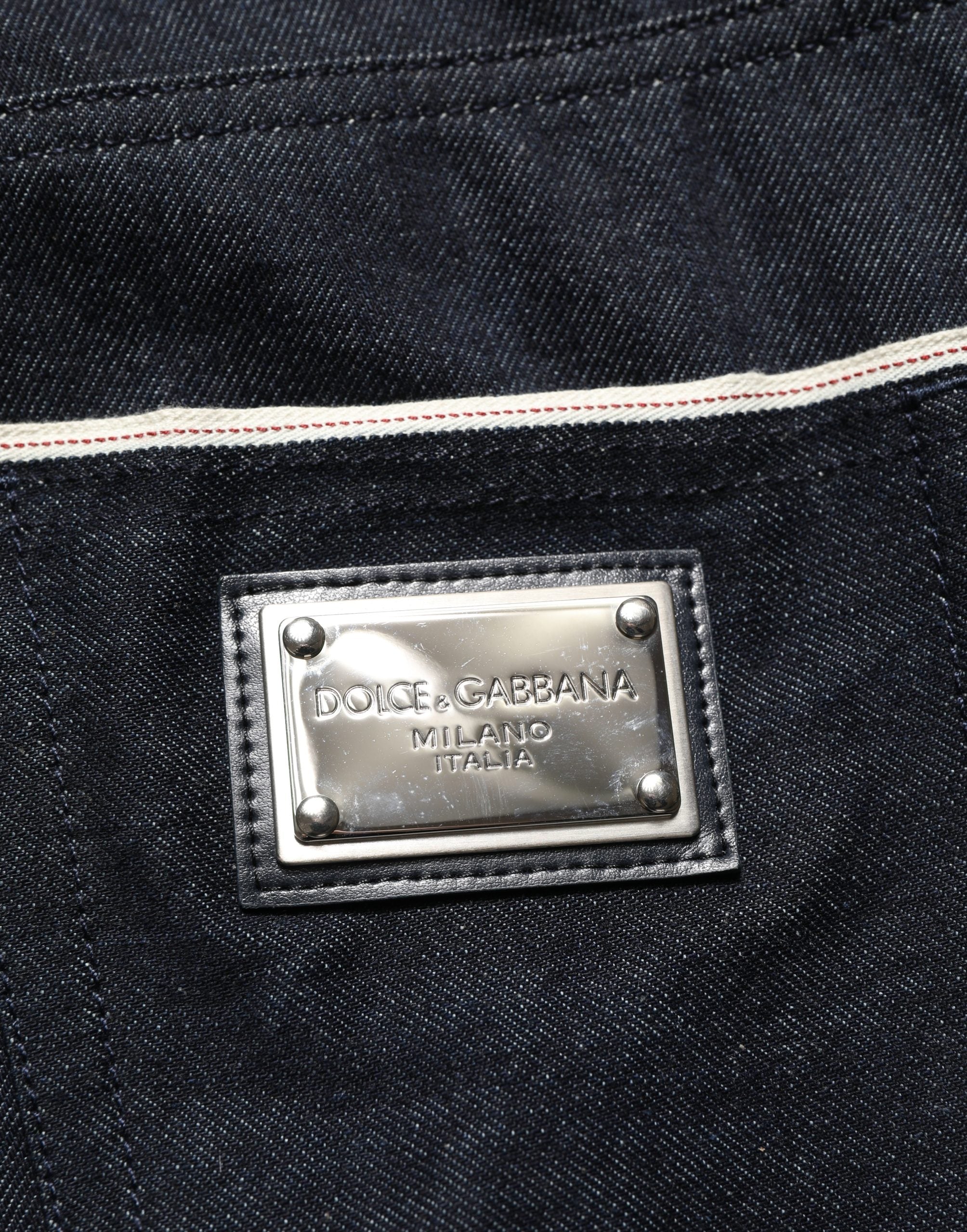 Jeans homme Dolce & Gabbana en coton noir, coupe classique, taille mi-haute, denim de style intemporel.