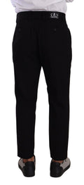 Pantalon chino Dolce & Gabbana en coton stretch noir, ajusté, avec détails modernes et design élégant.