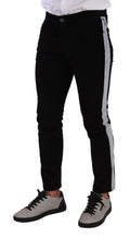 Jeans skinny en coton extensible noir Dolce & Gabbana, coupe moulante avec détails en corduroy.