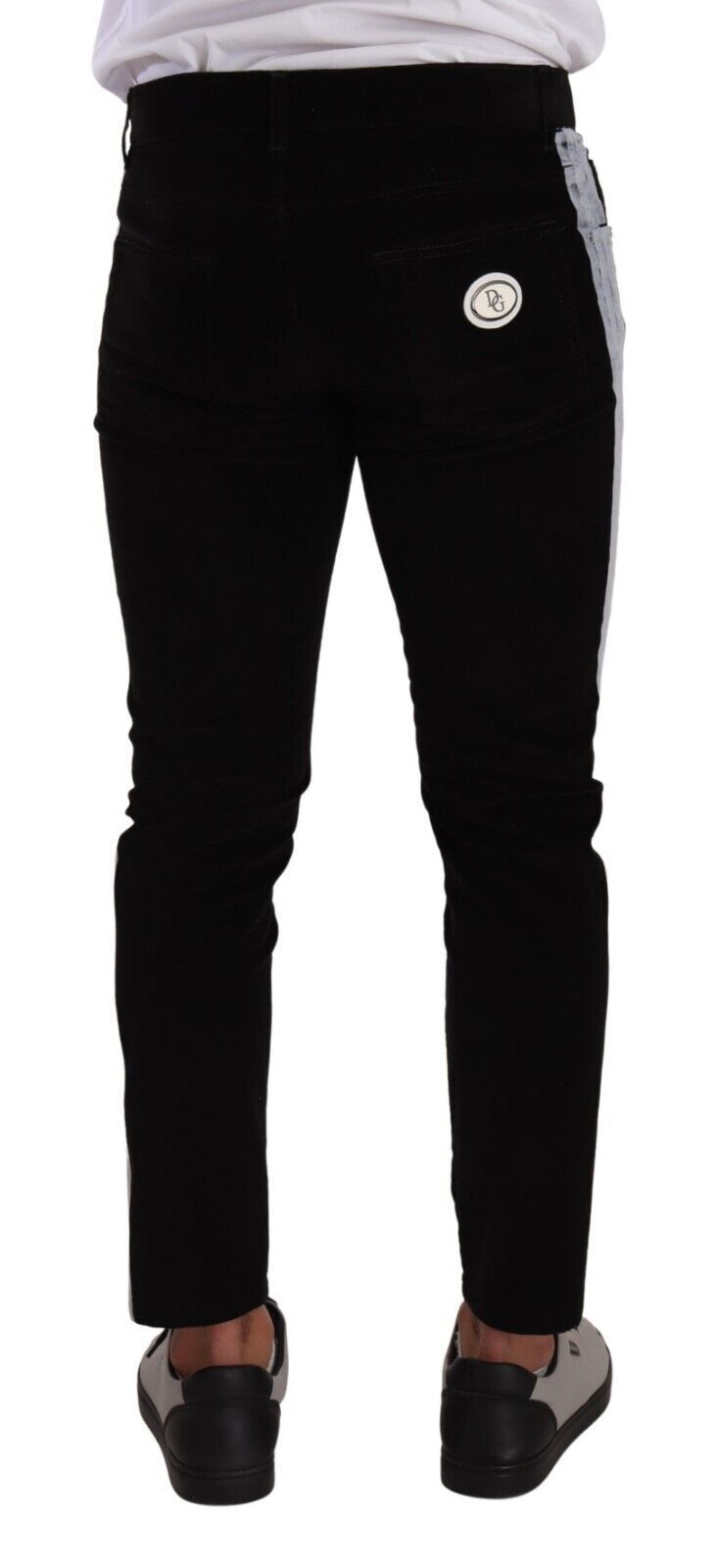 Jeans skinny en coton stretch noir Dolce & Gabbana, coupe ajustée avec corduroy pour homme