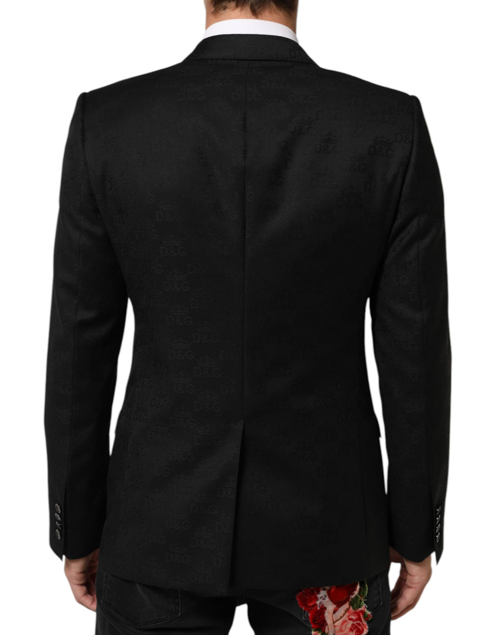 Costume blazer noir Dolce & Gabbana MARTINI avec deux boutons, élégant et moderne, pour homme.