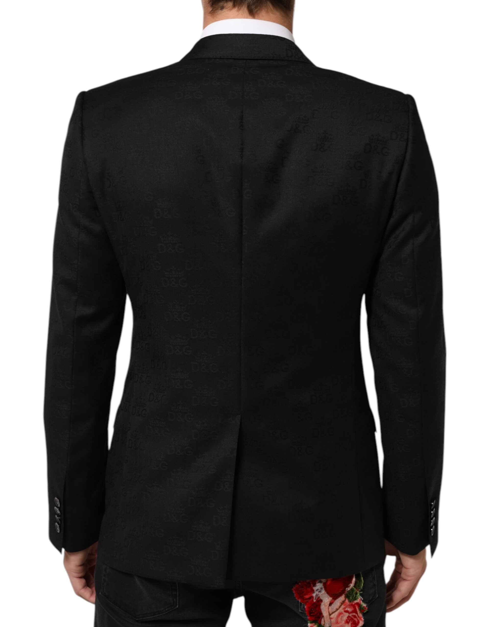 Costume blazer noir Dolce & Gabbana MARTINI avec deux boutons, élégant et moderne, pour homme.