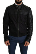 Veste bomber noire en nylon pour homme de Dolce & Gabbana avec fermeture éclair complète, style moderne et élégant.