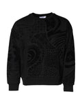 Sweatshirt noir Dolce & Gabbana à col rond avec imprimé graphique visible sur le devant, tissu confortable et décontracté.