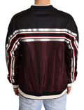 Pull à col rond Dolce & Gabbana en mesh noir et rouge, style sport, confortable et tendance pour homme.
