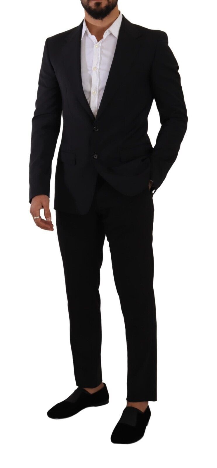 Gilet noir Dolce & Gabbana à coupe slim avec deux boutons, blazer Martini élégant pour homme.
