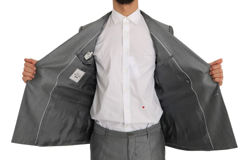 Costume slim fit noir Dolce & Gabbana avec cristaux et motif abeille, costume élégant et ajusté pour homme.