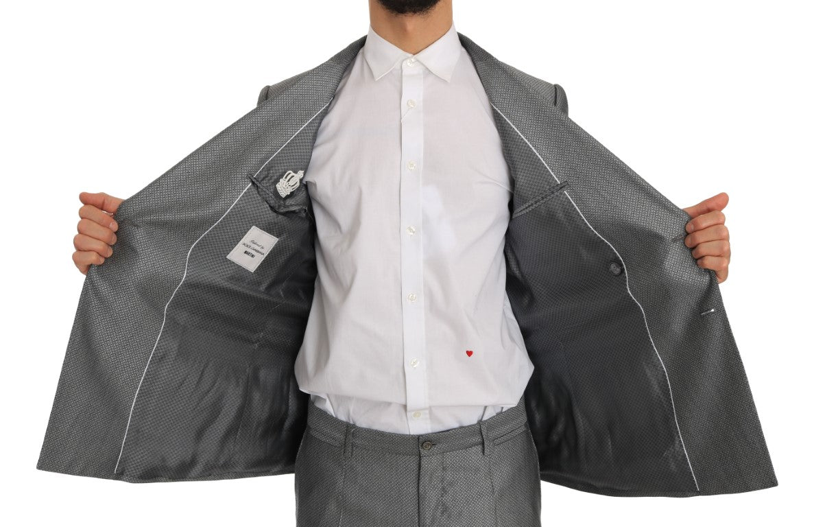 Costume slim fit noir Dolce & Gabbana avec cristaux et motif abeille, costume élégant et ajusté pour homme.