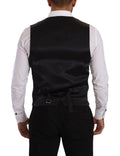 Gilet en laine et soie à rayures noires de Dolce & Gabbana, veste cintrée élégante pour homme.