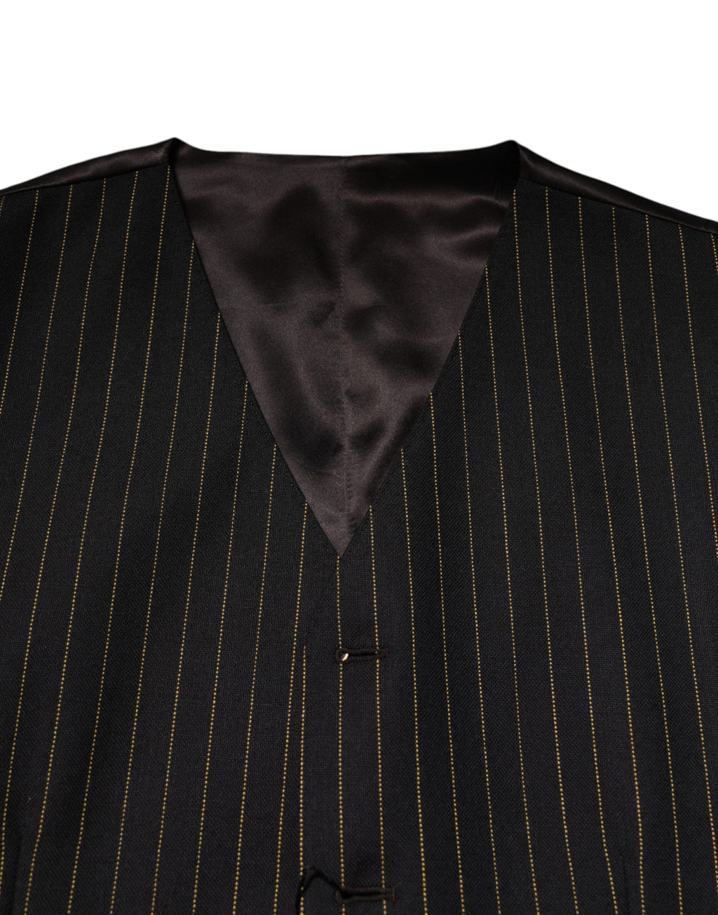 Gilet homme en laine noir à rayures Dolce & Gabbana, veste formelle élégante avec détails sophistiqués.