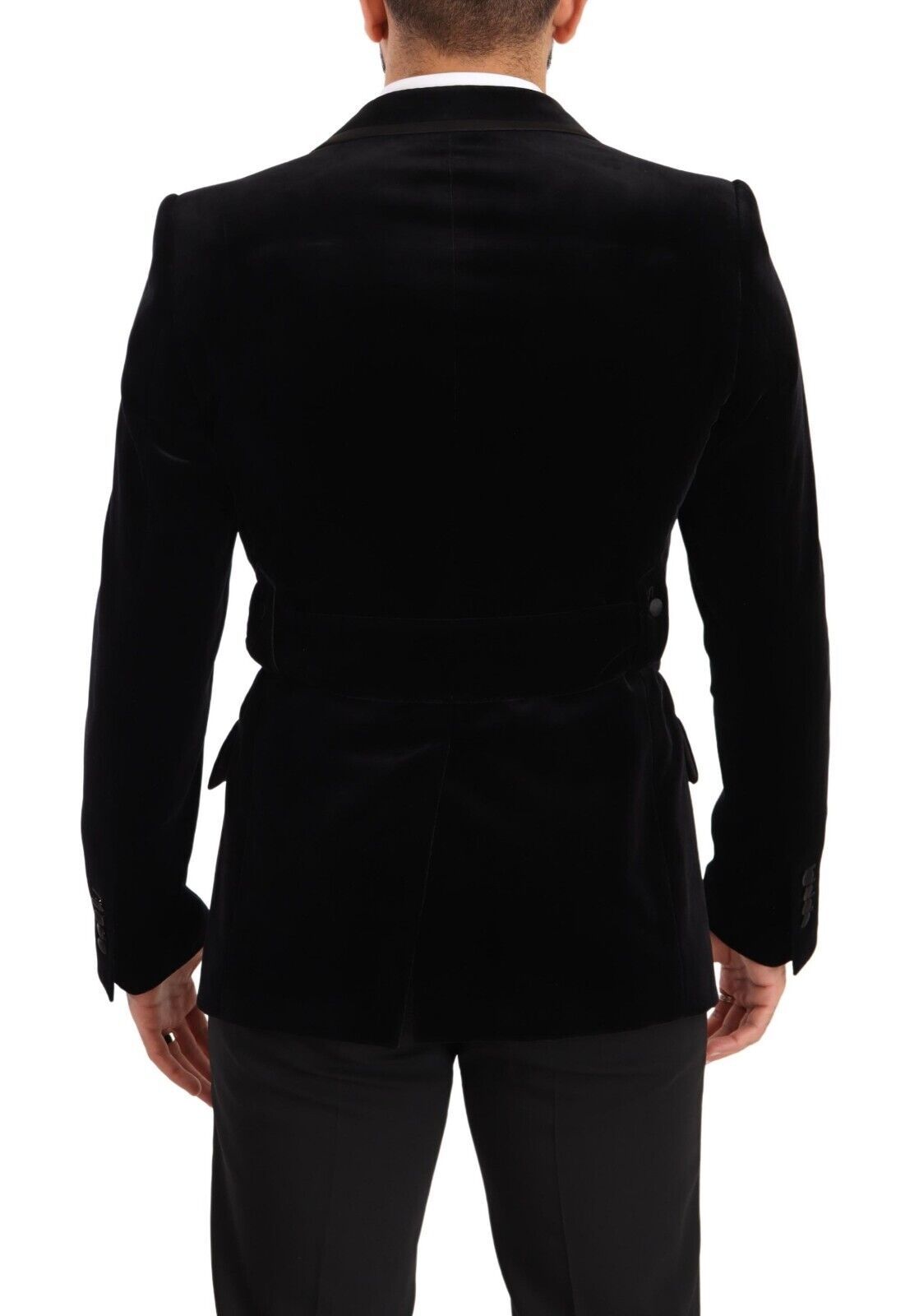 Veste blazer noire en velours Dolce & Gabbana à un bouton, fermeture simple, style élégant pour femme.