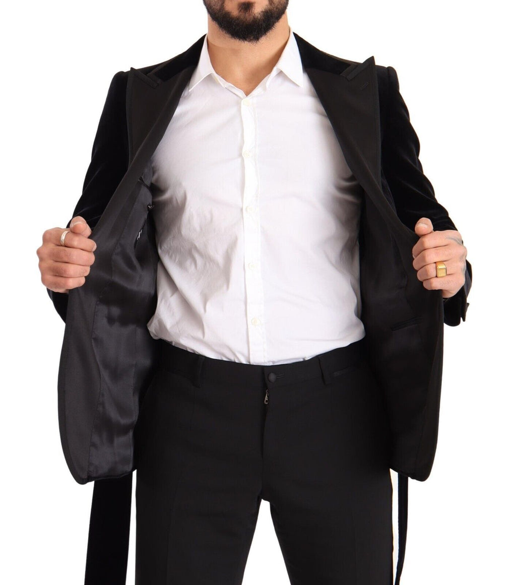 Veste blazer en velours noir à un bouton Dolce & Gabbana, coupe classique et élégante pour femme.